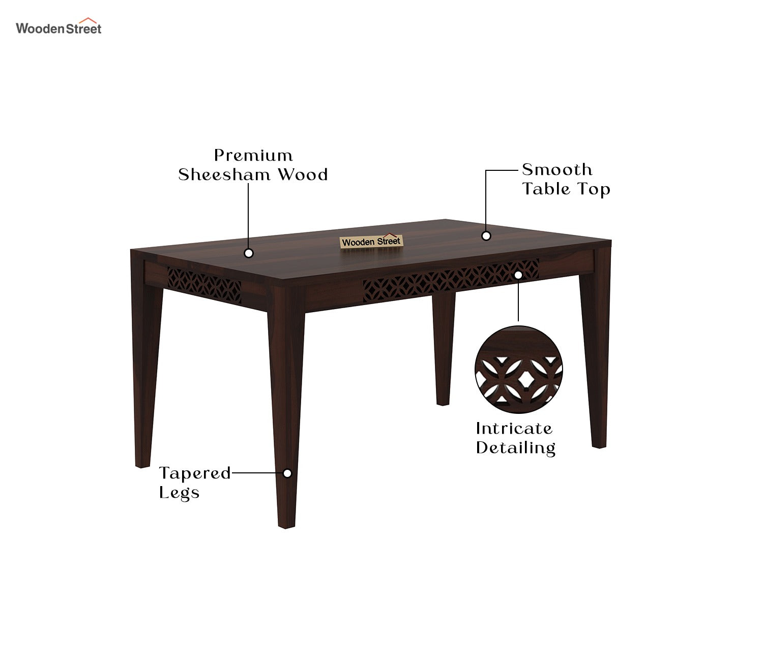 Cambrey 6 Seater Dining Table (Walnut Finish)