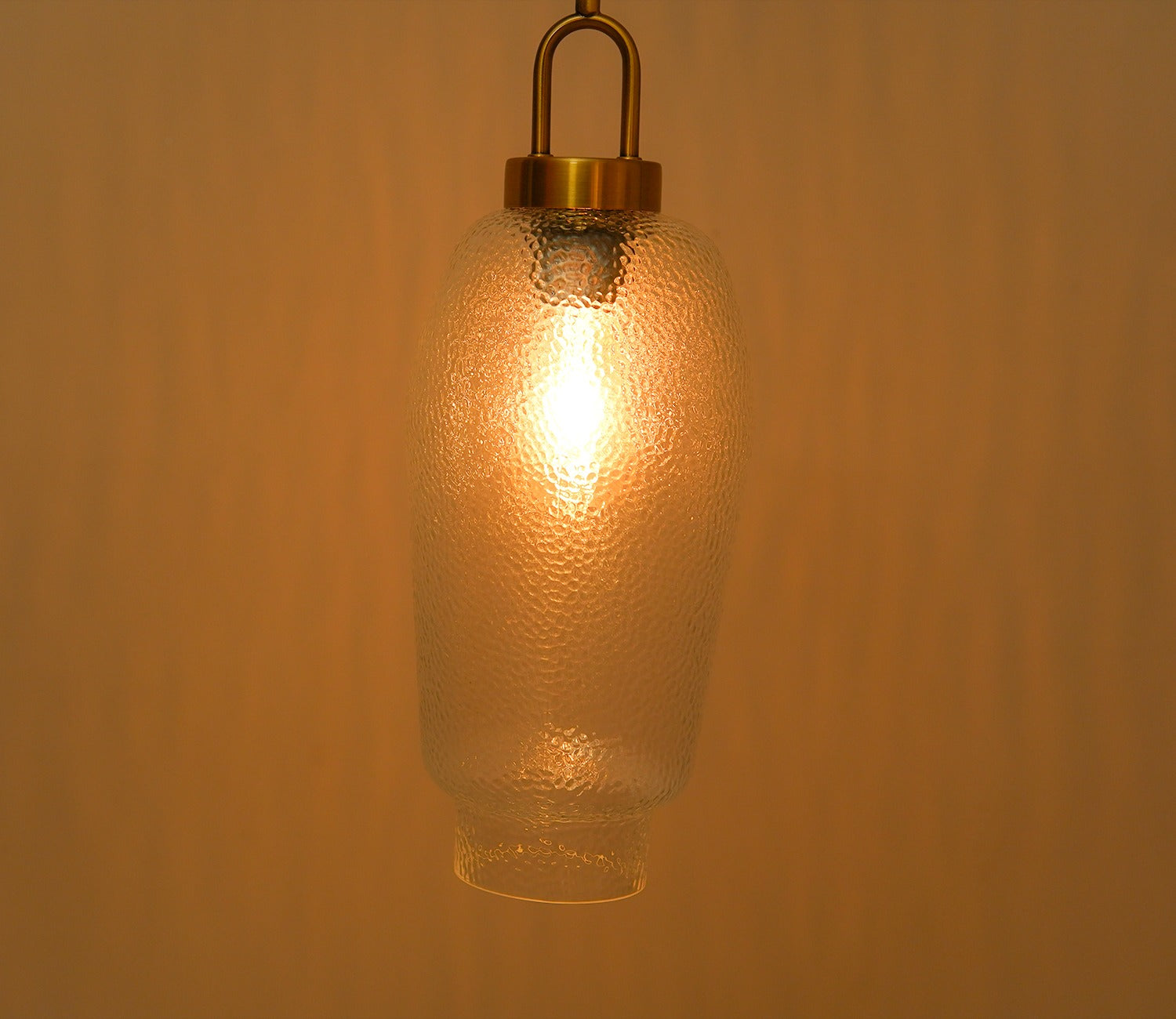 Elision Textured Glass and Metal Hanging Light (Gold, L)