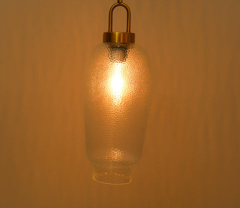 Elision Textured Glass and Metal Hanging Light (Gold, L)
