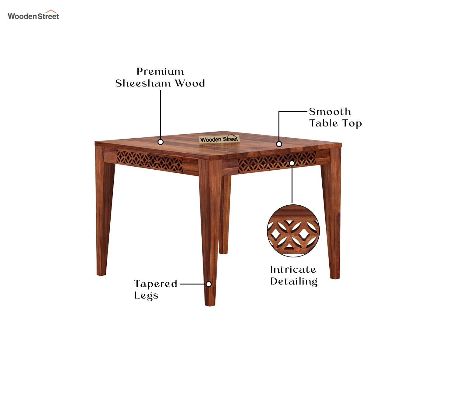 Cambrey Compact 4 Seater Dining Table (Honey Finish)