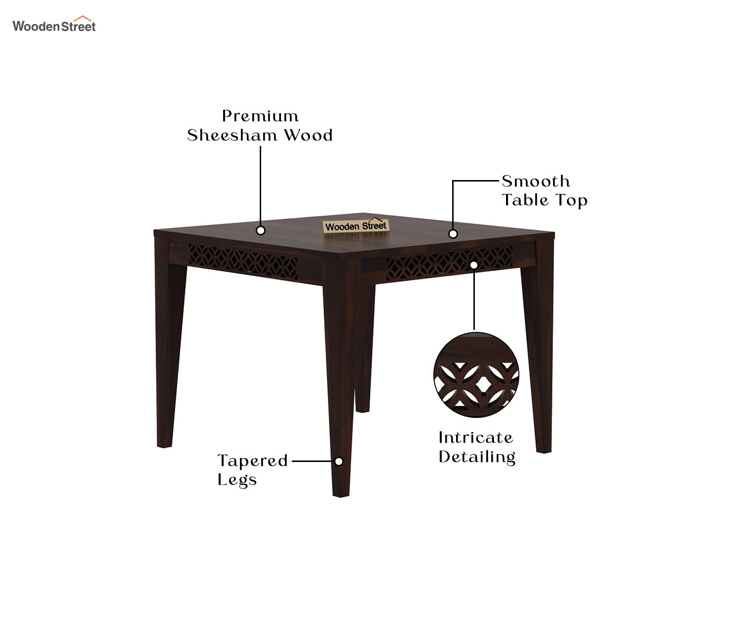Cambrey 4 Seater Dining Set with Cushioned Chair (Walnut Finish)