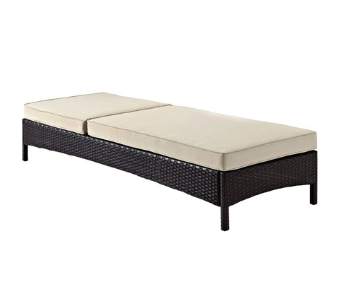 Dark Brown Adjustable Outdoor Lounger With Cream Cushions