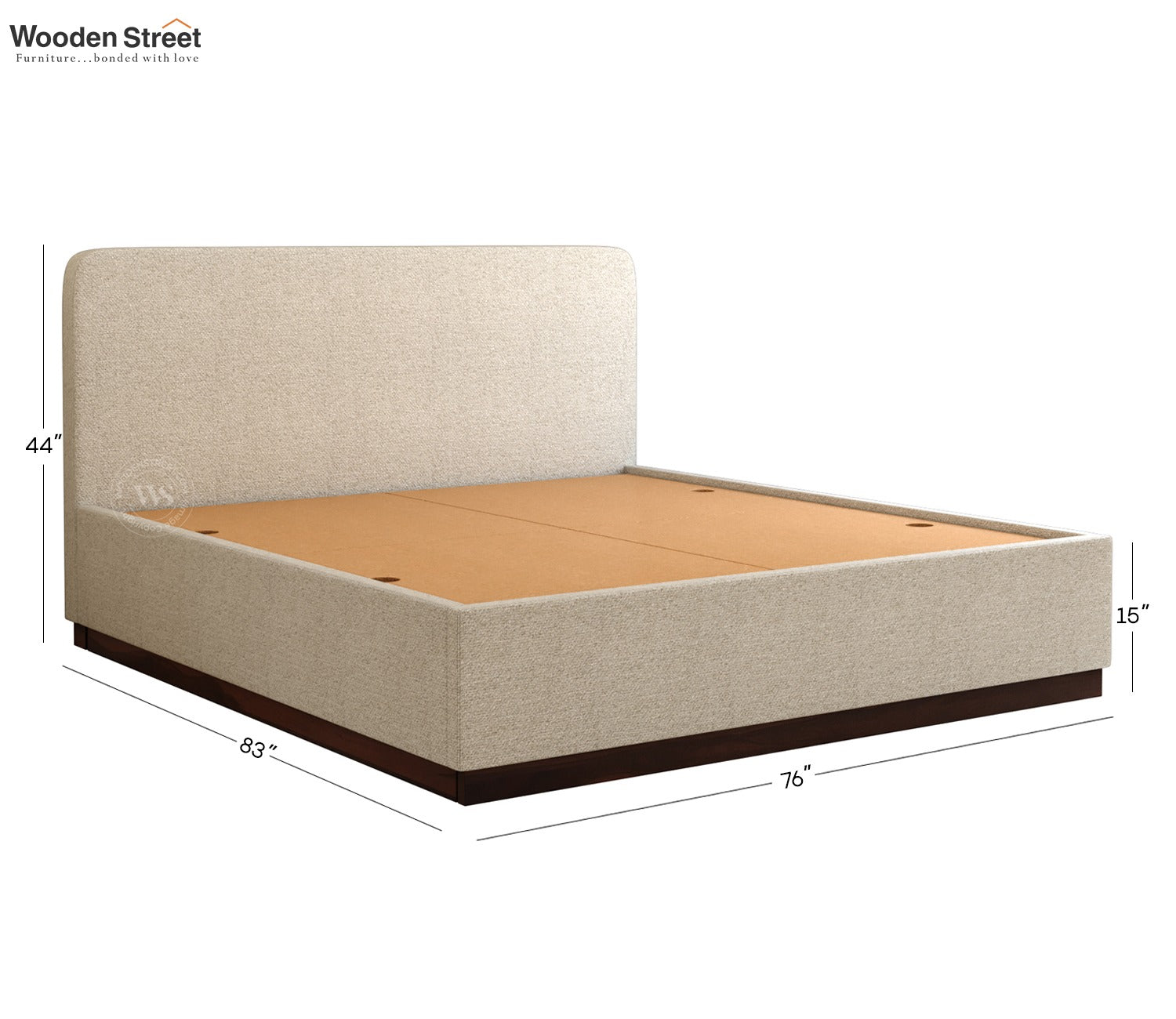 Andreas Premium Fabric Bed with Curved Headboard & Box Storage (King Size, Glacier Grey)