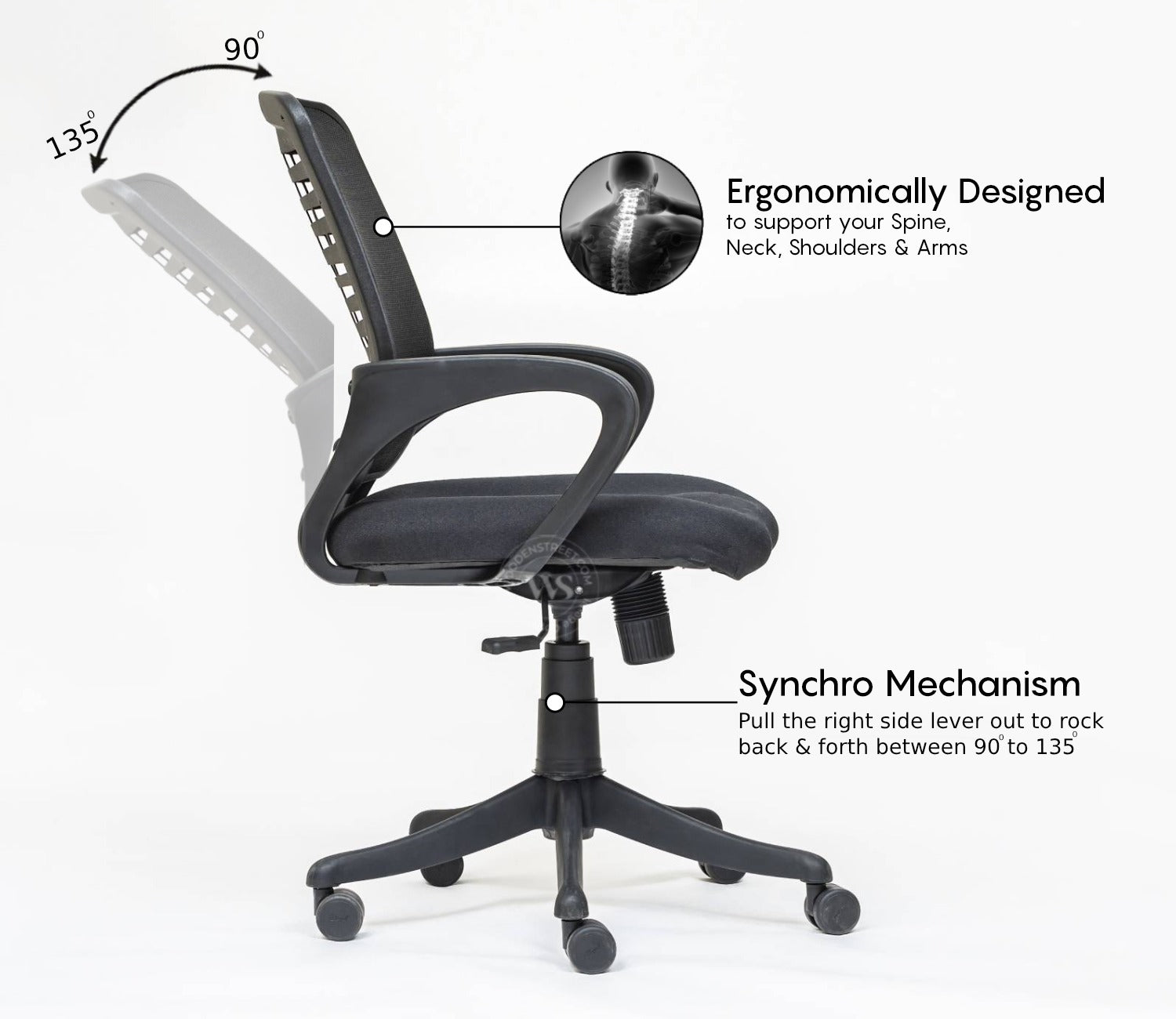 Leo Mid Back Mesh Office Chair (Black)