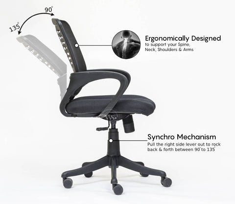 Leo Mid Back Mesh Office Chair (Black)