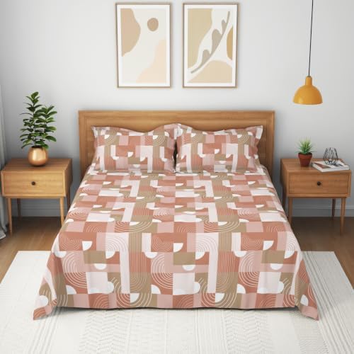 Himêya 100% Cotton King Size Bedsheet, 120 TC, Soft & Breathable, Skin-Friendly Fabric, & Lightweight, Elegant Design, Easy to Wash, Perfect for Home & Bedroom Decor