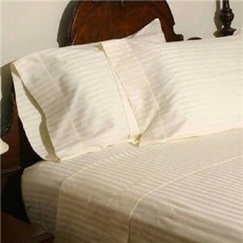 4 Pcs Sheet Set 100% Egyptian Cotton Stripe Pattern 300 TC 11-15 Inch Deep Pocket Size (Full XL Color Burgundy)