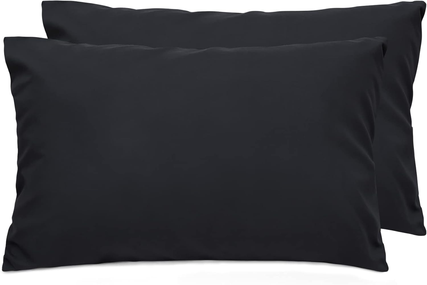 LINENCART 2 Pack Standard Size Pillow Cases, 1200TC Brushed Microfiber Super Soft Pillowcases with Envelope Closure, Wrinkle, Fade and Stain Resistant Pillow Covers, 48x74cm - Dark Grey