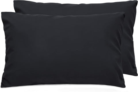 LINENCART 2 Pack Standard Size Pillow Cases, 1200TC Brushed Microfiber Super Soft Pillowcases with Envelope Closure, Wrinkle, Fade and Stain Resistant Pillow Covers, 48x74cm - Dark Grey