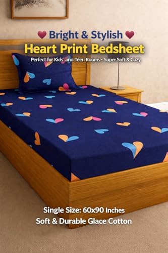 DECORUM Glace Cotton Single Bedsheet with 1 Pillow Cover | Soft, Durable, Lightweight & Skin-Friendly Fabric| Suitable for Single/Diwan Bed Size