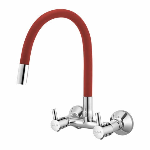 Trueliving Luxuries  Sink Mixer Brass Faucet with Silicone Red Flexible Spout20 Inches