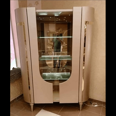 Trueliving Golden Pink Bar Cabinet With Half Glass Door (‎Standard (Between 20-40 In Width, 30-40 In Height)