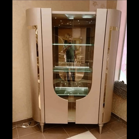 Trueliving Golden Pink Bar Cabinet With Half Glass Door (‎Standard (Between 20-40 In Width, 30-40 In Height)