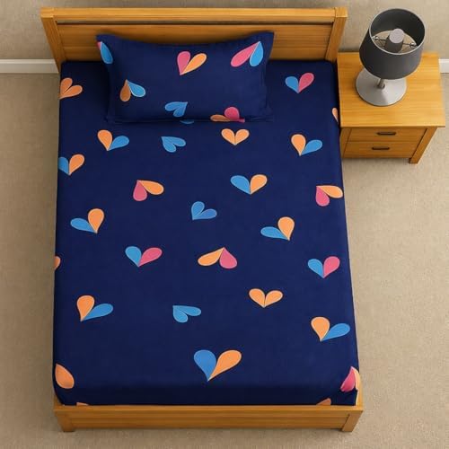 DECORUM Glace Cotton Single Bedsheet with 1 Pillow Cover | Soft, Durable, Lightweight & Skin-Friendly Fabric| Suitable for Single/Diwan Bed Size