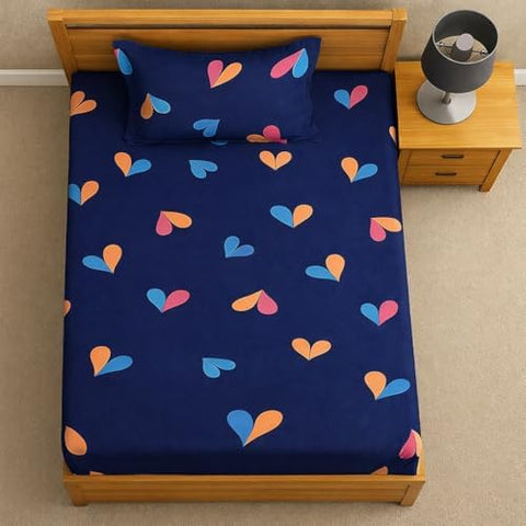 DECORUM Glace Cotton Single Bedsheet with 1 Pillow Cover | Soft, Durable, Lightweight & Skin-Friendly Fabric| Suitable for Single/Diwan Bed Size