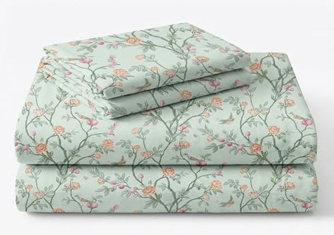 VAS COLLECTIONS 300 TC Cloud Cotton Bedsheet Set Super King Size 108x108 Inch (275x275 cm) | Soft Breathable Double Bed Sheet with 2 Pillow Covers | Luxury Hotel Quality Bed Linen (Willow)