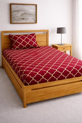 DECORUM Glace Cotton Single Bedsheet with 1 Pillow Cover | Soft, Durable, Lightweight & Skin-Friendly Fabric| Suitable for Single/Diwan Bed Size