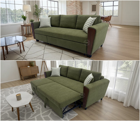 Brayden Fabric Sofa Cum Bed (Olive Green)