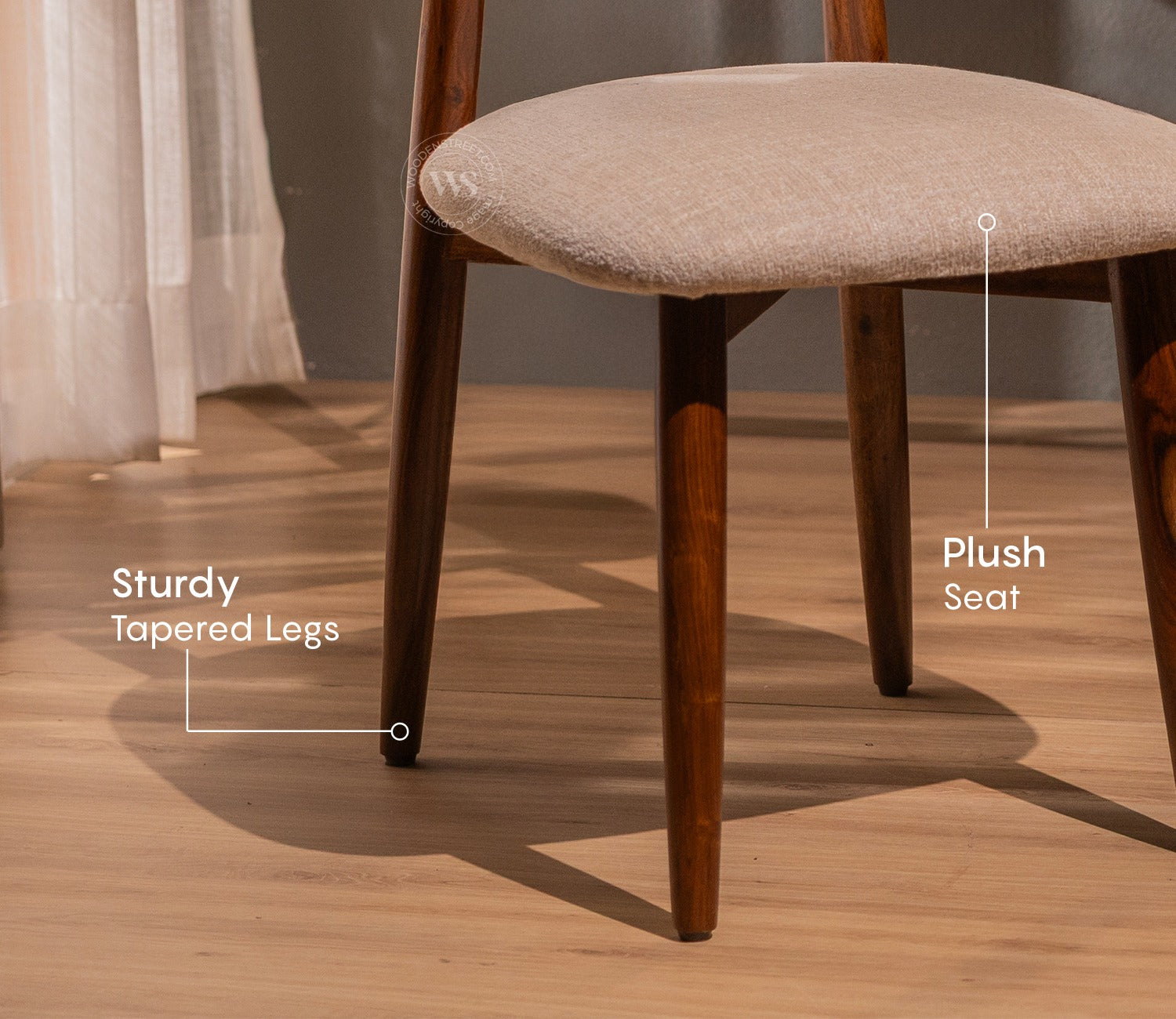Rivano Sheesham Wood Dining Chair with Plush Upholestery (Jade Ivory)