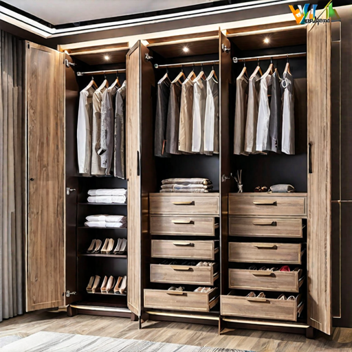 Trueliving  4 Cabinet Open Designer wardrobe Laminated Finish & PU Finish (6Ft *2Ft *9Ft -1828.8MM X 609MM X 2743.2MM)