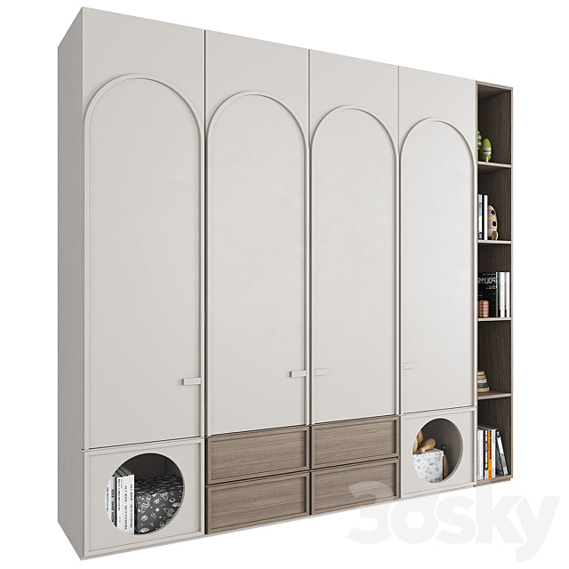Trueliving 5 Door Fitted Kids Designer wardrobes Laminated Finish & PU Finish 8Ft *2Ft *9Ft -2438.4MM X 609MM X 2743.2MM)