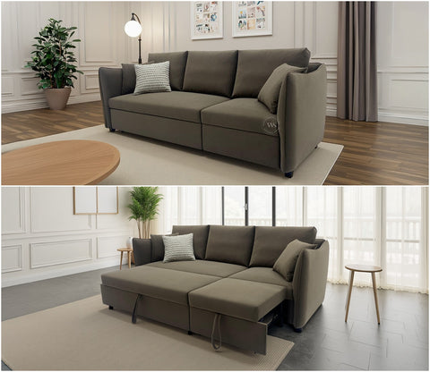 Asva Fabric Sofa Cum Bed (Grey)