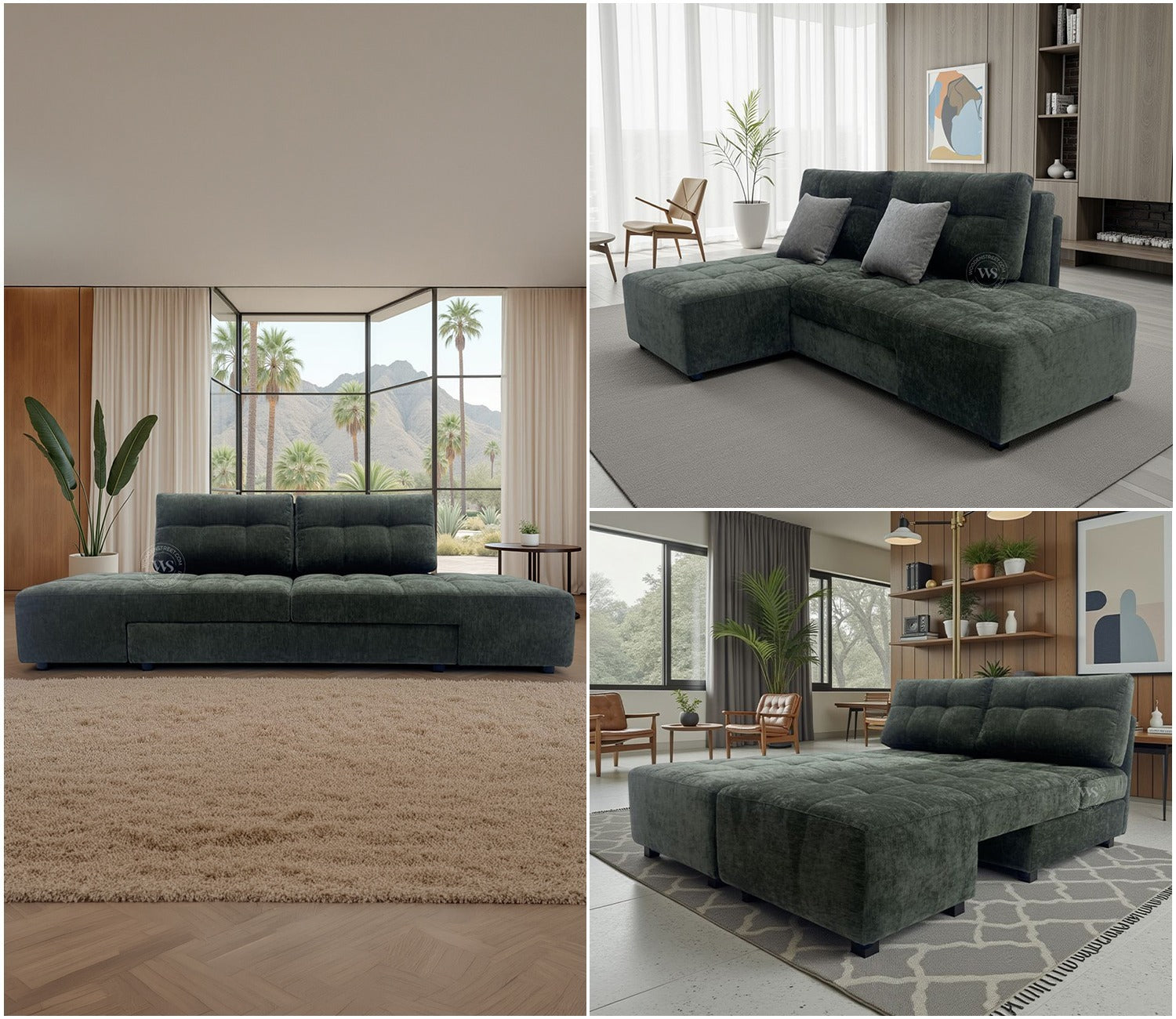 Malvern Premium L shape Fabric Sofa (Dark Olive Green)