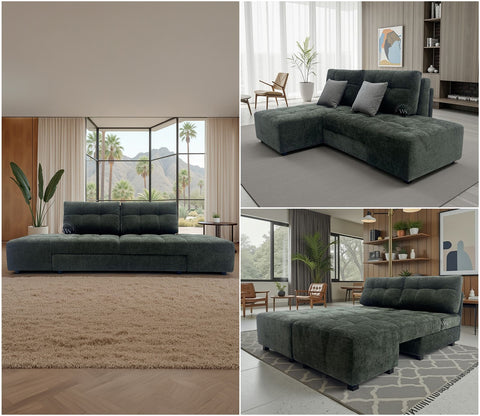 Malvern Premium L shape Fabric Sofa (Dark Olive Green)