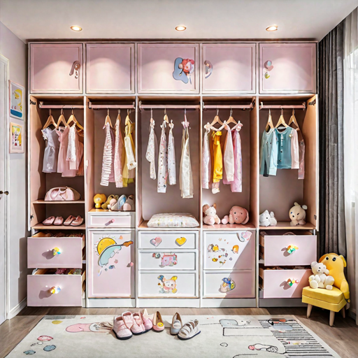 Trueliving 4 Cabinet Open Kids wardrobe Laminated Finish & PU Finish (6Ft *2Ft *9Ft -1828.8MM X 609MM X 2743.2MM)