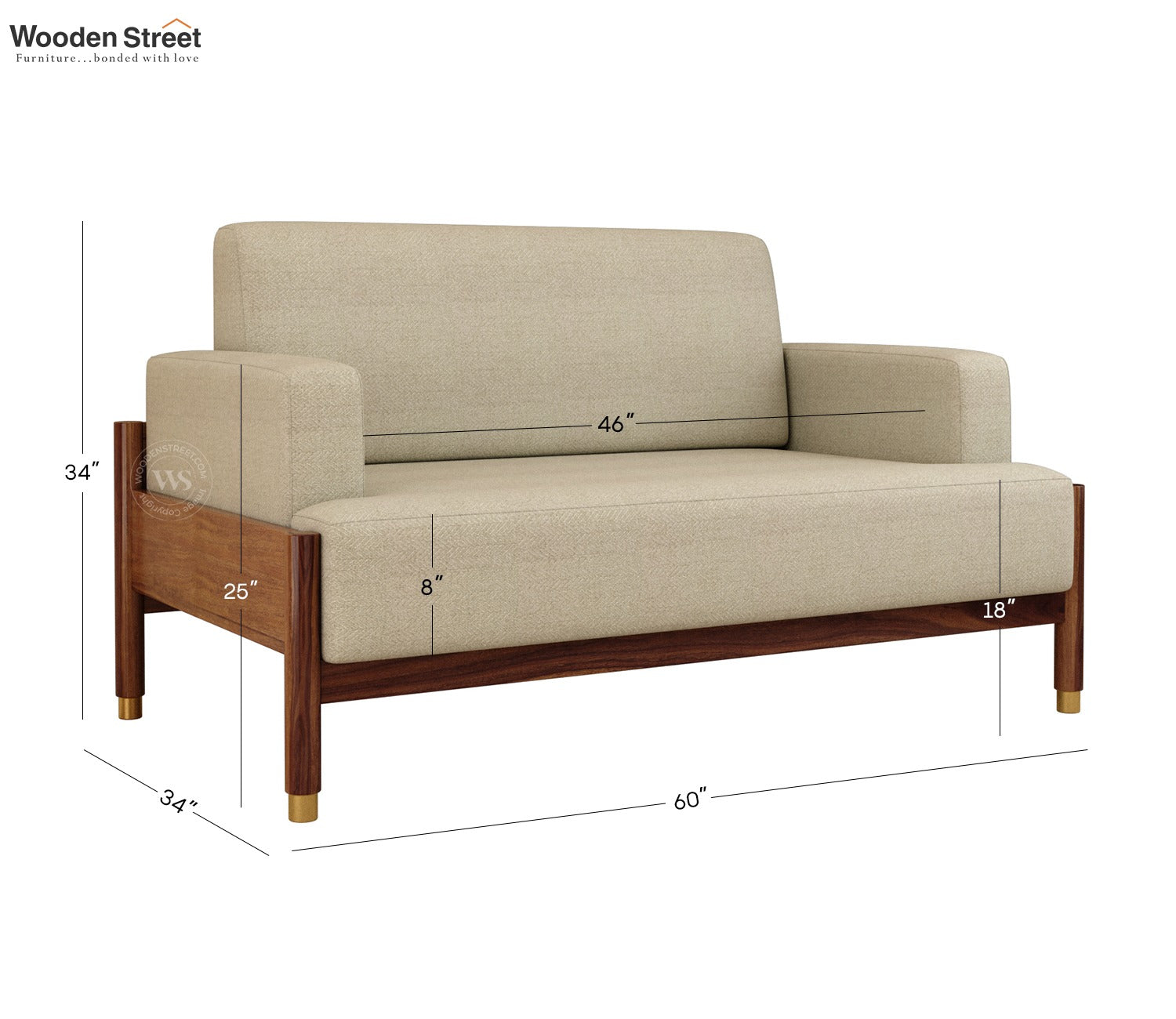 Kairav Modern 3+2 Wooden Sofa Set with Premium Upholstery (Cottage Ivory)