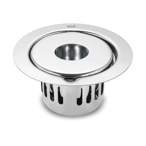 Trueliving_Full Silver Moon Round Floor Drain (5 Inches) with Hole and Cockroach Trap (304 Grade)