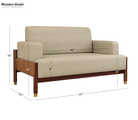Kairav Modern 2 Seater Wooden Sofa with Premium Upholstery (Cottage Ivory)
