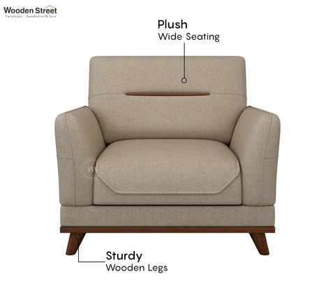 Alvaro 3+1+1 Seater Fabric Sofa with Wooden Accents (Cottage Ivory)