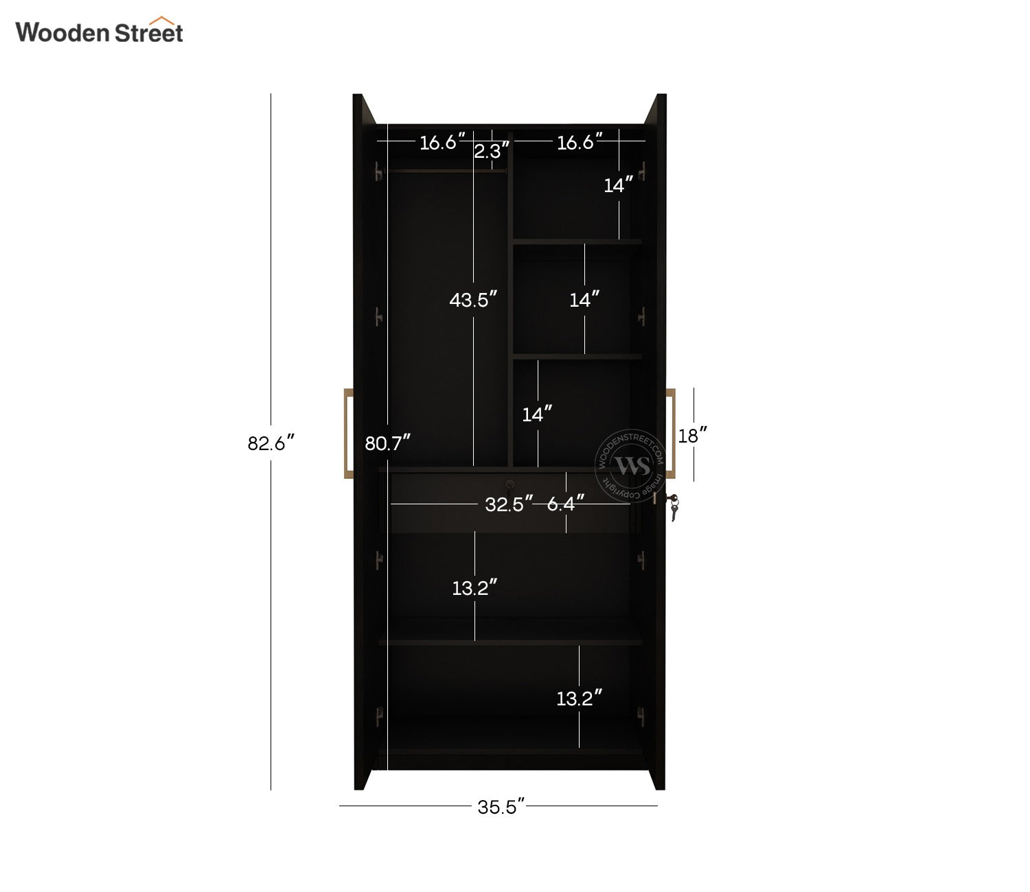 Tactica Engineered Wood Wardrobe with Textured MDF Accented Doors & Drawer Storage (Patchwork Multi)
