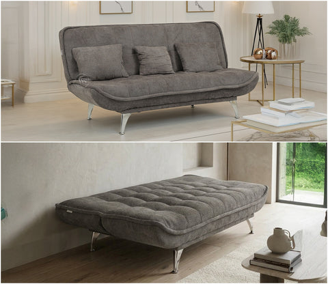 Bastion Premium Upholstery Fabric Sofa cum Bed (Grey)