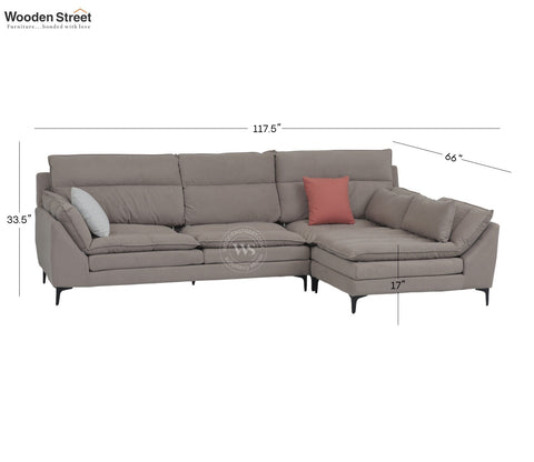 Arnett Premium L shape Fabric Sofa (Brown)