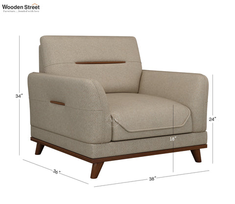 Alvaro 3+1+1 Seater Fabric Sofa with Wooden Accents (Cottage Ivory)