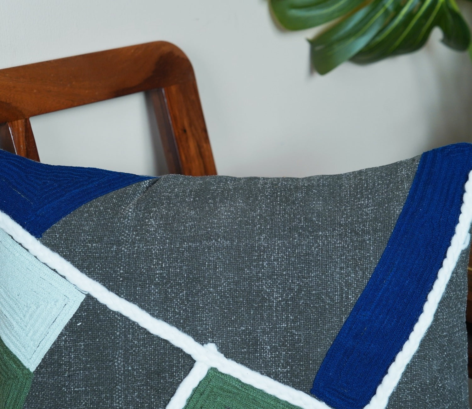 Braided Tasseled Multi Cotton Cushion Cover -14 x 20