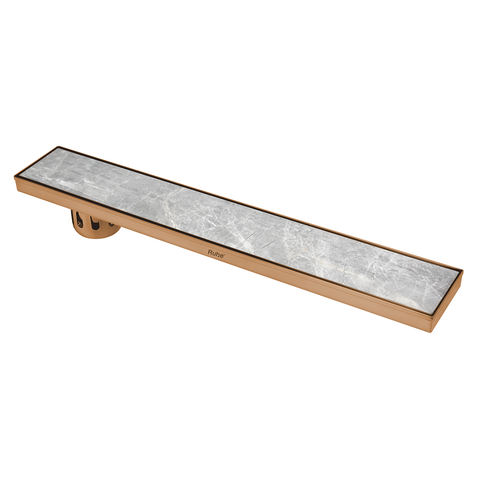 Trueliving Home Brown Tile Insert Shower Drain Channel (36 x 4 Inches) ROSE GOLD PVD Coated