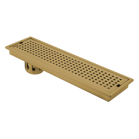 Trueliving Home Brown Palo Shower Drain Channel (36 x 5 Inches) with YELLOW GOLD PVD Coating