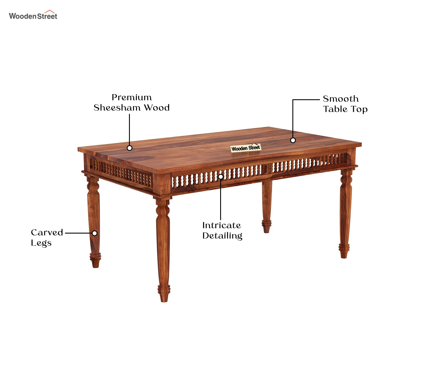 Alanis 6 Seater Dining Table (Honey Finish)
