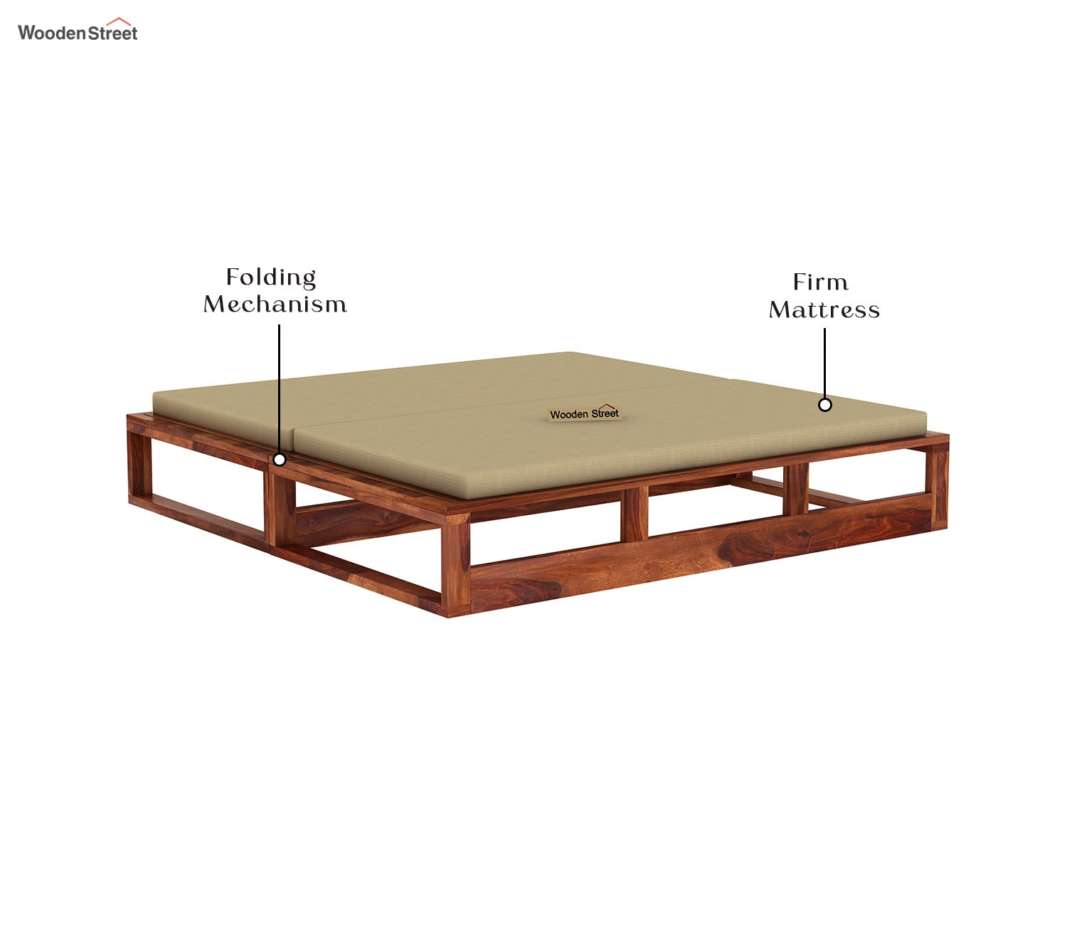 Bacon 3 Seater Divan Cum Bed with Mattress (King Size, Honey Finish)