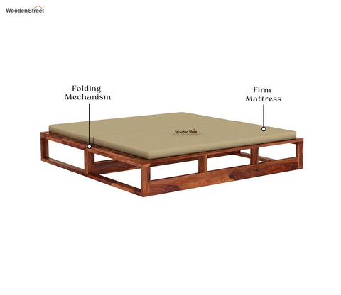 Bacon 3 Seater Divan Cum Bed with Mattress (King Size, Honey Finish)