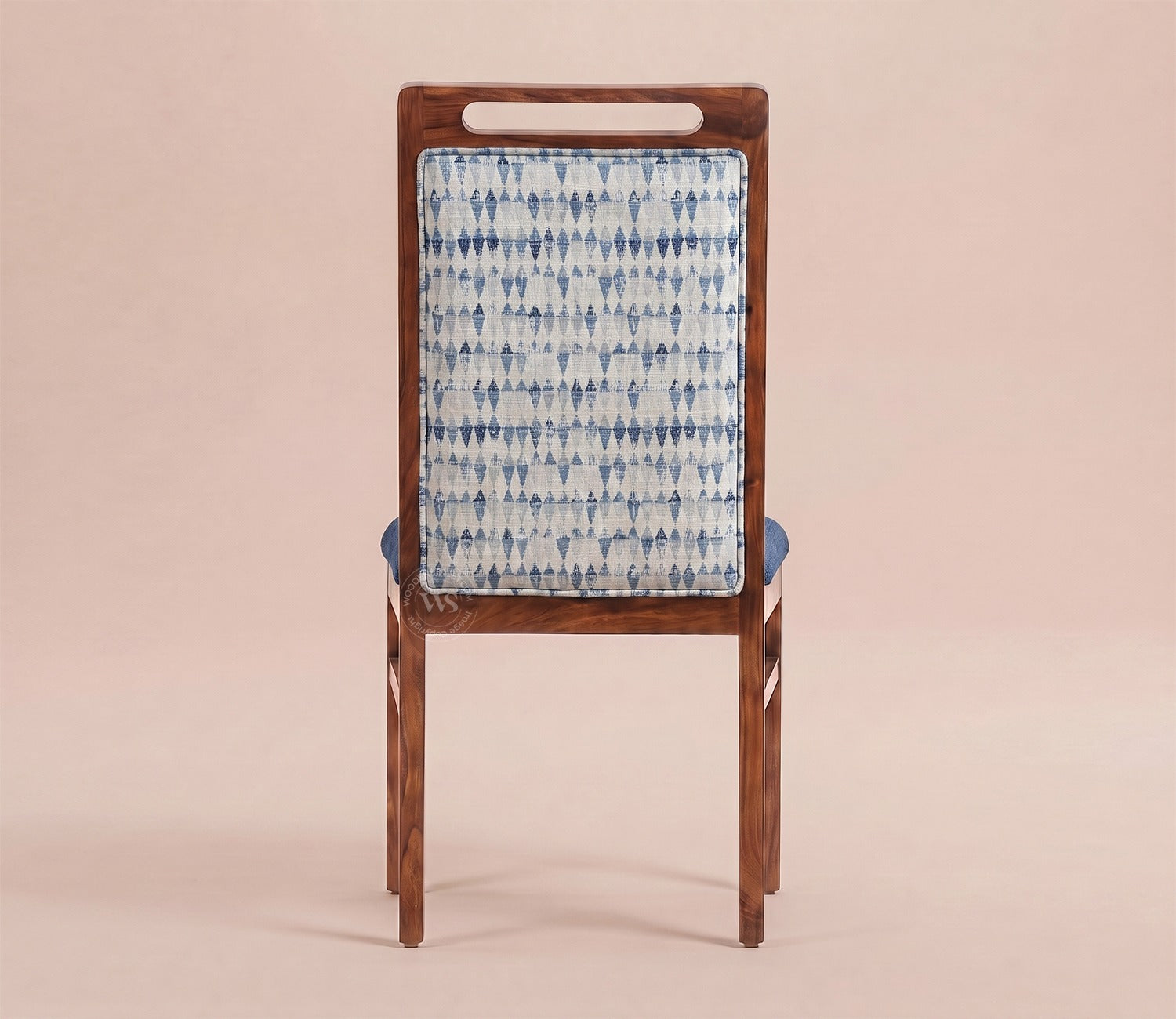 Hazel Sheesham Wood Premium Cotton Cushioned Dining Chair - Set of 2 (Cotton, Honey Iris Blue)