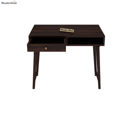 Lynton Study Table with Drawer and Open Storage (Walnut Finish)