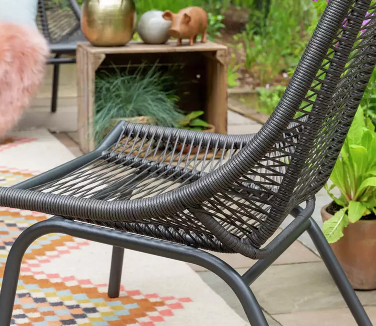 Grey Rope 4 Seater Sofa Set With Table