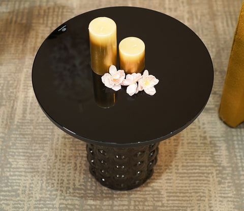 Suzzie Glass Round Coffee and Centre Table (Black)