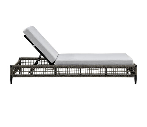 Black Rope Patio Lounger With Off White Cushions