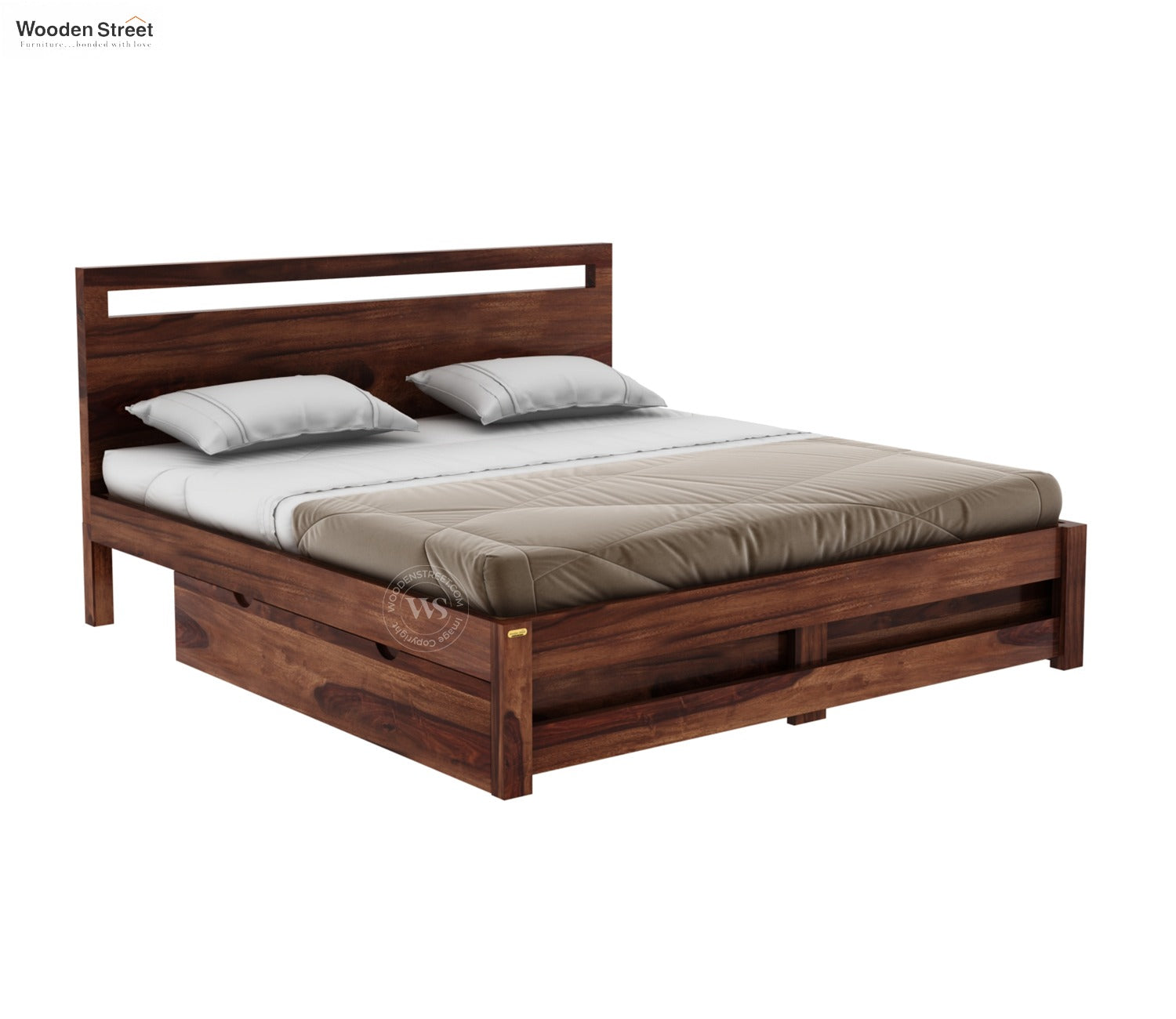 Bacon Bed With Storage (Queen Size, Honey Finish)