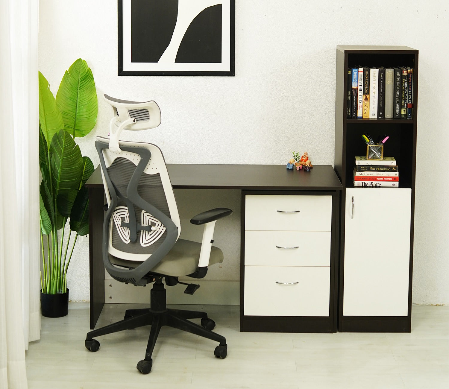 Calisto Engineered Wood Study Table (Flowery Wenge Frosty White)